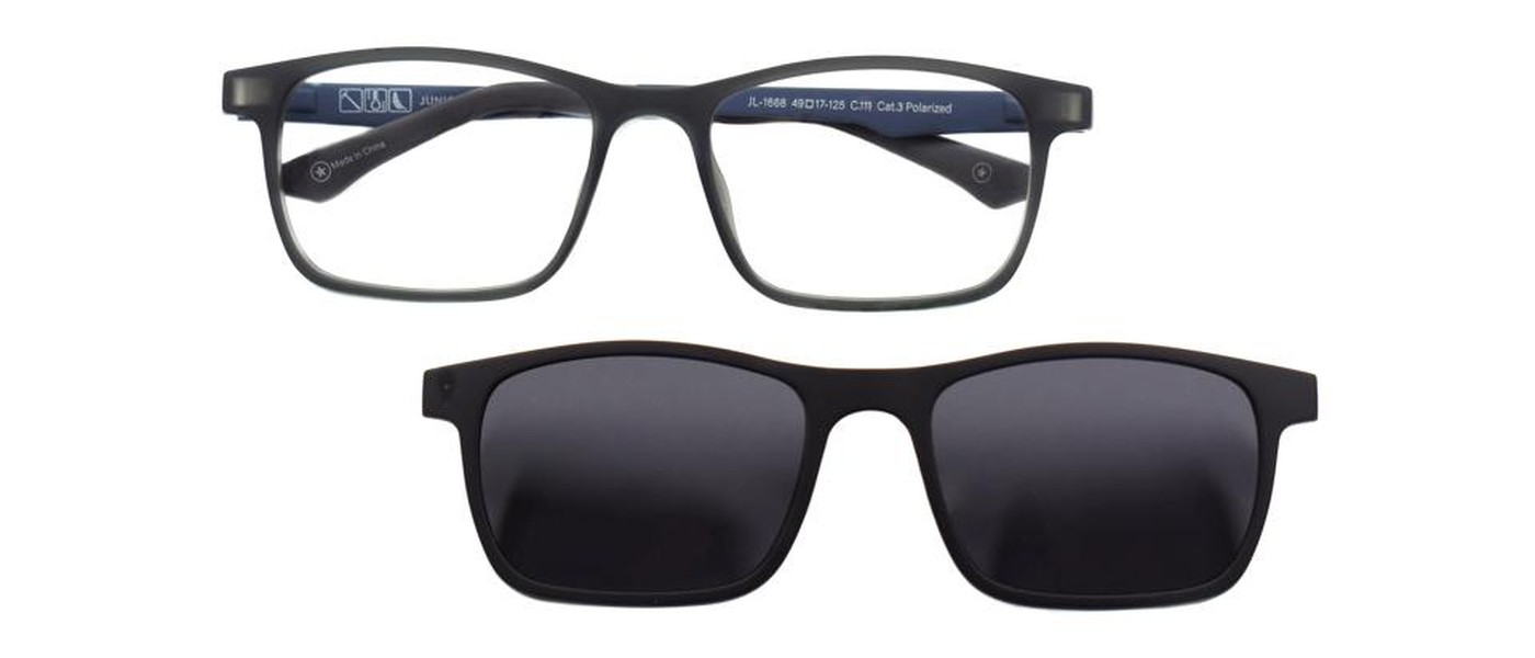 JuniorLook optical frame for boys full rim polarized clip-on TR90 size 49-17-125
