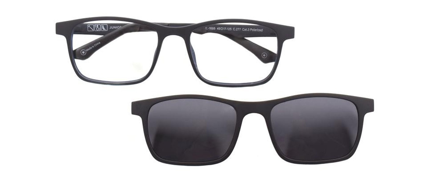 JuniorLook optical frame for boys full rim polarized clip-on TR90 size 49-17-125