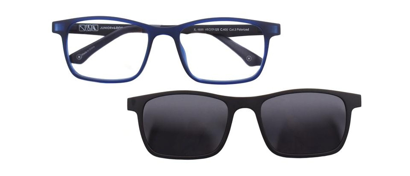 JuniorLook optical frame for boys full rim polarized clip-on TR90 size 49-17-125